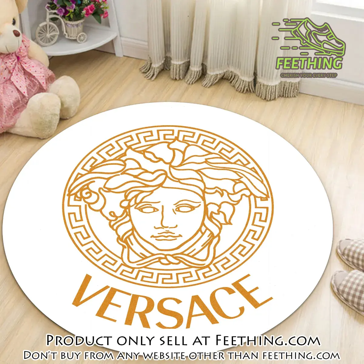 Versace medusa white luxury brand round rug carpet home decor ft4405794